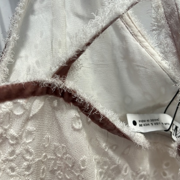 Zara Eyelet Spaghetti Strap Cami w/Lavender Velvet Ribbon Trim. Size Large. NWT - Picture 7 of 11